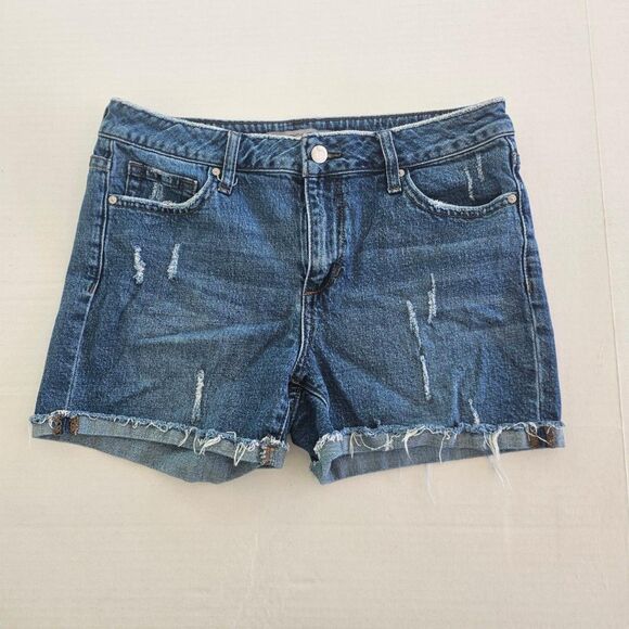 Joe’s Jean Shorts Women’s Size 28 Measures 30 Medium Wash Distressed Frayed Cuff - Picture 1 of 6